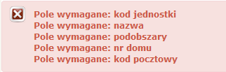 Numer domu nr domu z adresu jednostki pole wymagane; Numer mieszk.