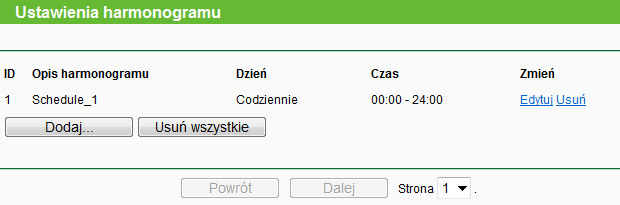 4.12.4 Harmonogram Po wybraniu opcji Kontrola dostępu Harmonogram, można wprowadzić ustawienia harmonogramów (Rysunek 4-57). Jest to niezbędne do korzystania z funkcji Kontrola dostępu.