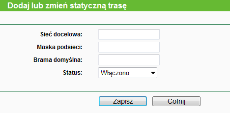 4.13.1 Lista tras statycznych Po wybraniu opcji Routing zaawansowany Lista tras statycznych, można skonfigurować trasy statyczne (Rysunek 4-60).