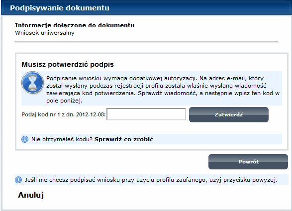 Rysunek: "Podpisanie Profilem Zaufanym platformy epuap" Po wskazaniu profilu