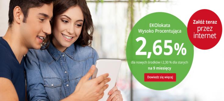 EKOlokata z Bonusem PARAMETRY OFERTY PRODUKTOWEJ Okres 12 miesięcy Oprocentowanie 2,50% Minimalna kwota lokaty 1 000 zł Maksymalna kwota lokaty brak Wcześniejsze zerwanie lokaty oprocentowania a