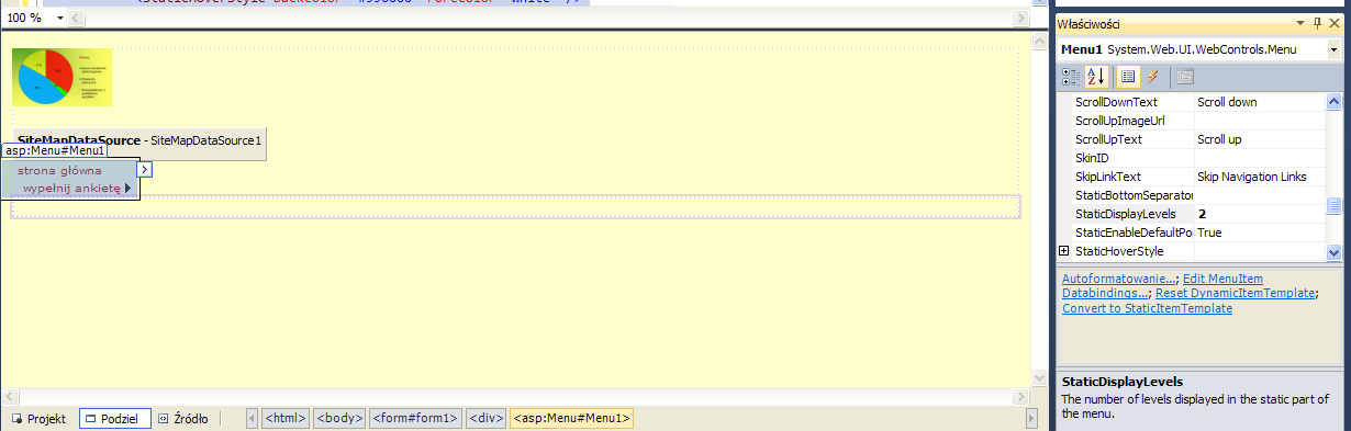 we właściwościach kontrolki menu ustawimy zatem