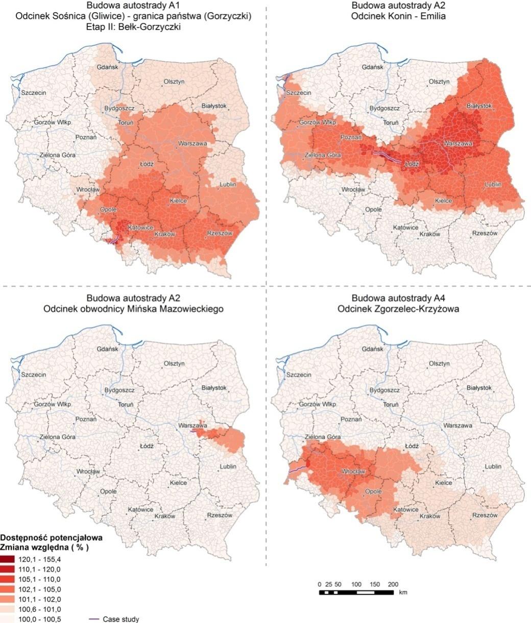 Wielowariantowa analiza zmian dostępności symulacje na poziomie case study krajowej