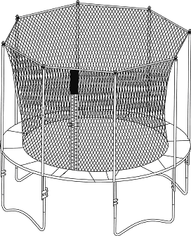 ENGLISH If the trampoline has three feet, the net should look like this when it is assembled: If the trampoline has four feet, the net should look like this when it is