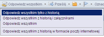 Za pomocą tego przycisku oprócz utworzenia nowej wiadomości można utworzyć jeden z dostępnych wpisów kalendarza (konferencja, termin, przypomnienie, itp.).