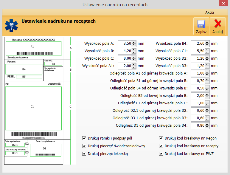 Konfiguracja programu Drukuj pieczęć świadczeniodawcy Drukuj pieczęć lekarską 2.4.8.