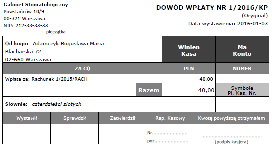 3.4.3.8 Wystawianie KP jako rozliczenia faktury, rachunku z płatnością odroczoną; KP jako rozliczenie faktury, rachunku z płatnością odroczoną może być wystawiona: do rachunku z płatnością odroczoną,