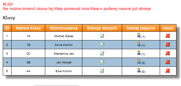 Slajd 8 PHP Hypertext Propozycja wykonania edycja klasy Lekcja 11 Interdyscyplinarny projekt Slajd 9 Formularz do edycji klasy, widoczny po wciśnięciu przycisku edycji klasy (symbol ołówka na kartce)