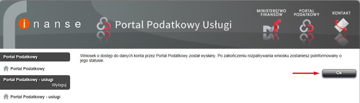 Krok 5 Rysunek 139 Portal Podatkowy usługi Oświadczenie W kolejnym oknie w sekcji OŚWIADCZENIE należy zaznaczyć pole wyboru Wnioskuję o dostęp do danych