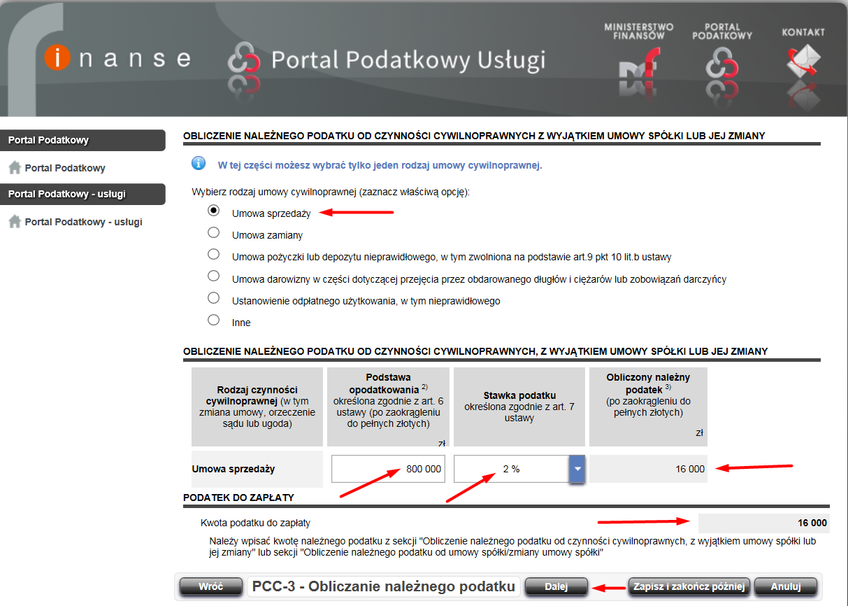 Po zaznaczeniu właściwej opcji należy wybrać przycisk Dalej.