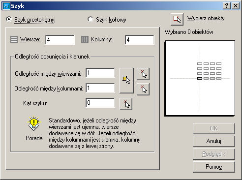 Polecenia kopiujące obiekty rysunkowe Polecenie Kopiuj pozwala tworzyć kopie istniejących obiektów. Realizacja tego polecenia jest analogiczna do realizacji polecenia Przesuń.