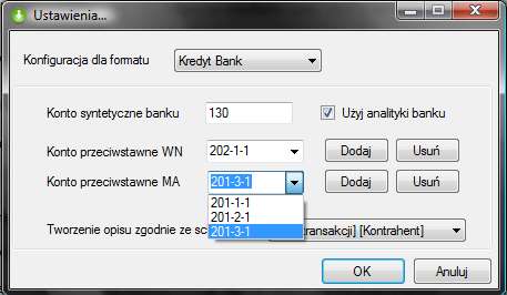 Jest to przydatne w przypadku gdy wpłaty mają wpadad na różne konta kontrahenta w zależności od rodzaju płatności.