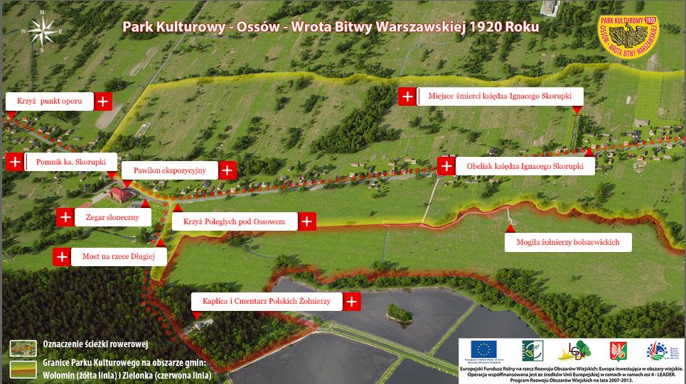 Atrakcje turystyczne Największy ptencjał turystyczny Gminy znajduje się w miejscwści Ossów, jak miejsca zwycięskiej bitwy z 1920 r.