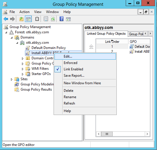 7. W oknie Group Policy Management Editor(Edytor zarządzania zasadami grupy) kliknij Computer Configuration (Konfiguracja komputera)>policies>software Settings>Software installation