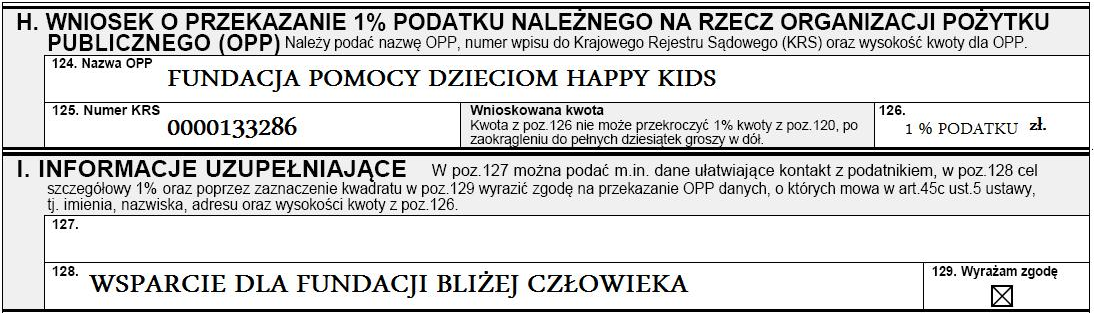 1% PODATKU Dzięki naszej współpracy z Fundacją HAPPY KIDS z Łodzi mają Państwo możliwość przekazania nam 1% z podatku w rozliczeniu rocznym.