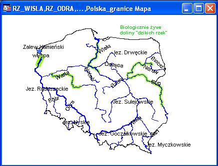 2.3. Kopiowanie istniejących obiektów na nową warstwę Zadanie 6. Utwórz mapę przedstawiającą doliny dzikich rzek w Polsce. i) Otwórz: Polska_granice.tab, RZ_ODRA.tab i RZ_WISLA.