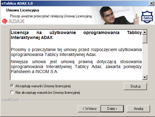 Rys. 1.2.6 1.3.6 Następnie pojawi się okno z Umową Licencyjną.