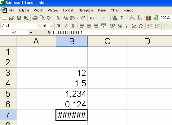 Należy również zwrócić uwagę na to, że zawartość komórek B4 i B6 jest widziana jako tekst (czyli nie można na tak zapisanych liczbach wykonać żadnych działań), co jest związane z tym, że znakiem