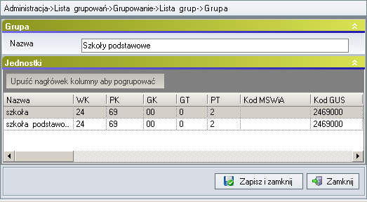 Rysunek 103. Przeglądanie podlisty przypisanych jednostek Możliwe jest dodanie kolejnej grupy do listy jednostek w lewym oknie.