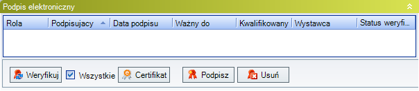 8. Obsługa podpisu elektronicznego Począwszy od wersji systemu 3.01.008 nastąpiła zmiana w obsłudze podpisu elektronicznego.