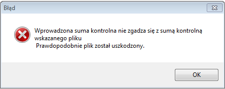 W przypadku kiedy sumy kontrolne są zgodne otrzymamy komunikat jak na załączonym screnie. Rysunek 6.