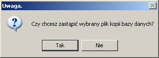 4.1. Tworzenie kopii bazy danych Aby zarchiwizować bazę danych, należy zaznaczyć opcję Kopia zapasowa bazy danych, a następnie wprowadzić nazwę i opis kopii.