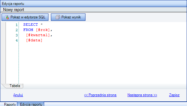 3. Dla kontrolki z wyborem daty (trzecia kontrolka na liście): Możliwy brak wartości: Typ pola daty: Nazwa filtru: Zapytanie definiujące filtr: Opis pola: Pozostałe pola należy pozostawić domyślne. 5.