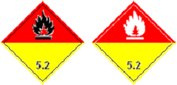 15 Zagrożenie klasy 4.3 Materiały wytwarzające w zetknięciu Z wodą gazy zapalne (Nr 4.3) Symbol (płomień) Czarny lub biały na niebieskim tle; cyfra 4 w dolnym rogu Zagrożenie klasy 5.