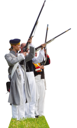 Ze strzałami w tle Huk wystrzałów z replik XIX wiecznej broni towarzyszył młodzieży, która przybyła 3 września w południe na Polską Kępę w Drążdżewie Nowym.