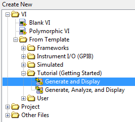 2. Tworzenie nowego projektu VI korzystając z szablonu LabVIEW posiada wbudowane szablony VI, zawierające funkcje,