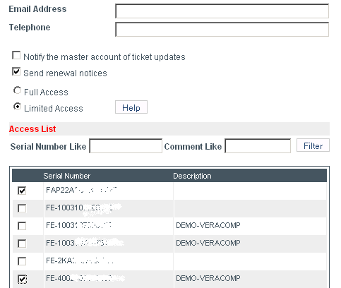 Ważną opcją jest ustawienie odpowiedniego dostępu: Full Access powoduje, że użytkownik subkonta widzi wszystkie urządzenia z konta nadrzędnego natomiast Limited Access pozwala wskazać urządzenia,