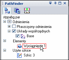 Lekcja 1 Wprowadzenie do modelowania części: Technologia synchroniczna Zapoznaj się z narzędziem PathFinder Krok 1: Poświęć chwilę na zapoznanie się z narzędziem PathFinder, które jest położone w