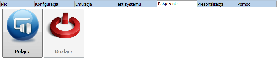 POŁĄCZENIE Na pasku dostępu, w menu Połączenie można wybrać podmenu: Połącz umożliwia rozpoczęcie komunikacji pomiędzy PC oraz sterownikiem gazowym Rozłącz zatrzymuje komunikację pomiędzy PC oraz