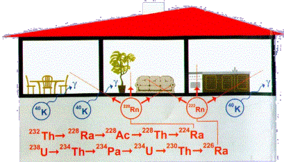 Zjawiska radiacyjne Rn - radon jest bezbarwnym gazem bez smaku i zapachu, tworzącym się w produktach przemiany promieniotwórczej radu, toru i uranu. http://www.if.pw.edu.