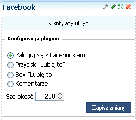 Uwaga: Zaznaczenie samego parametru Aktywny i zapisanie zmian spowoduje: - wyświetlenie przycisku Lubię to (plugin Prezentacja produktu) - aktywację wtyczki: Przycisk Lubię to (plugin Facebook) W