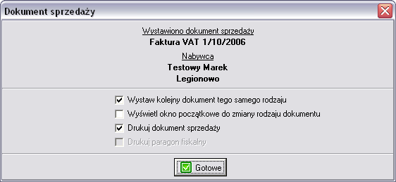 nazwę towaru lub usługi (trzy linie po 60 znaków każda), ilość towaru lub zakres usługi, jednostka miary, cena jednostkowa (brutto lub netto, w zależności od typu dowodu), kwota brutto, kwota netto,