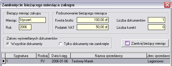 wskazane miesiące. W celu podejrzenie wydruku otrzymanych dowodów należy nacisnąć przycisk znajdujący się w dolnej części okna. Zestawienie te można wydrukować naciskając przycisk.