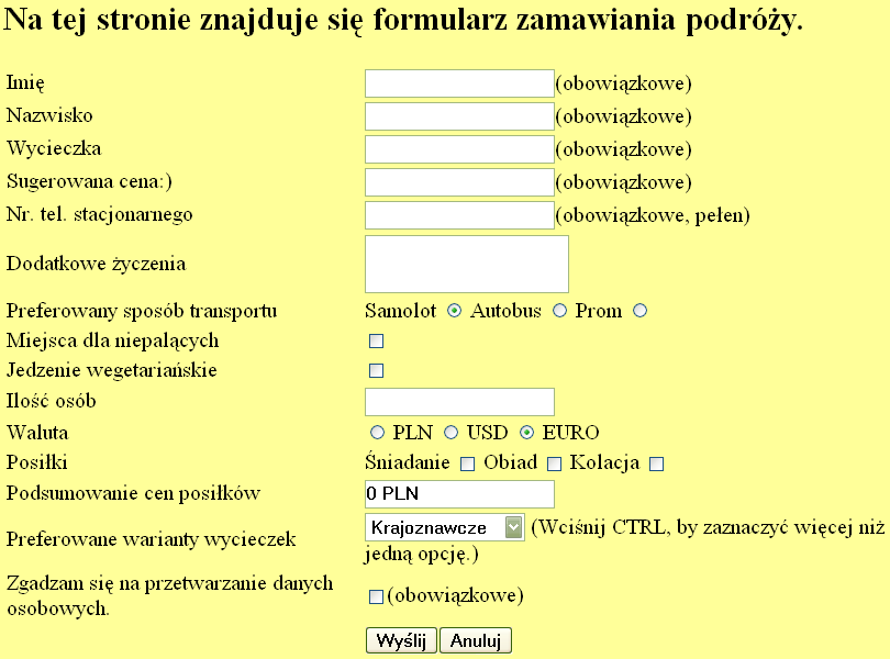 Zadanie przeanalizuj - Wycieczka Znajdź negatywne elementy tego