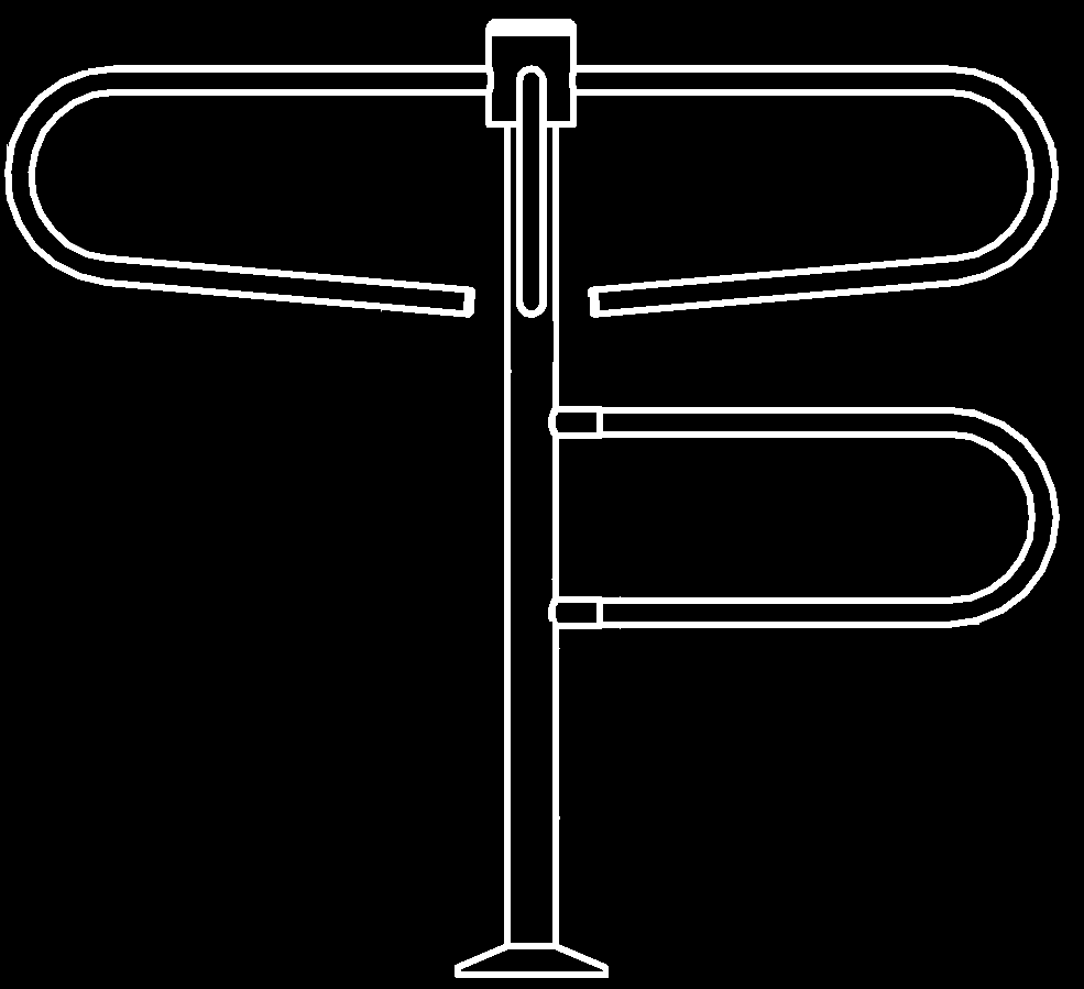 Bramka obrotowa BR1-0 Z FUNKCJĄ OBROTU DLA JEDNEGO KIERUNKU 1 2 3 4 6 5 7 (1) pokrywa górna wykonana ze stali nierdzewnej, (2) mechanizm obrotowy z blokadą dla jednego kierunku ruchu, (3) ramię