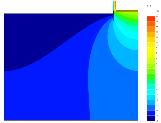 - d ' = R ' λ = 2,812,00 = 5,62 m uwzględnienie izolacji krawędziowej (poniżej gruntu wzdłuż obwodu podłogi) λ 2D 2D Ψ g,e = ln + + 1 π ln 1 d t ' d t + d D szerokość pionowej izolacji krawędziowej