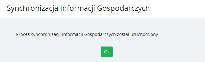 Instrukcja Użytkownika systemu WEB SIBIG 2.0 Strona 132 z 144 Po zatwierdzeniu decyzji przez kliknięcie w przycisk Synchronizuj, system rozpoczyna wykonywanie zadania.