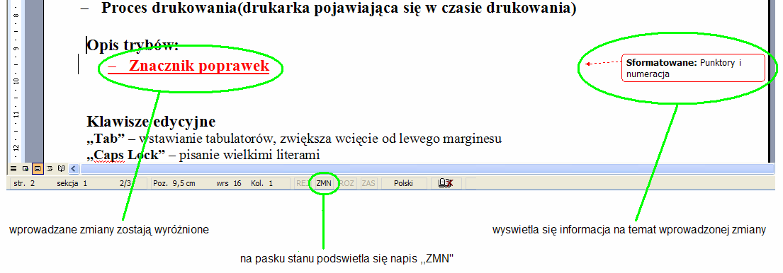 Pasek stanu Pasek stanu w programie Word znajduje się na dole okna.