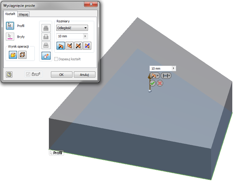 Techniki modelowania 3D Wyciągnięcie proste dodanie