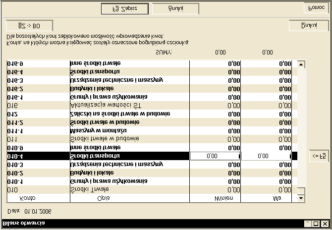 18 2.6.2. Bilans otwarcia Rozpoczynając pracę z programem naleŝy nanieść na konta wartości bilansu otwarcia.