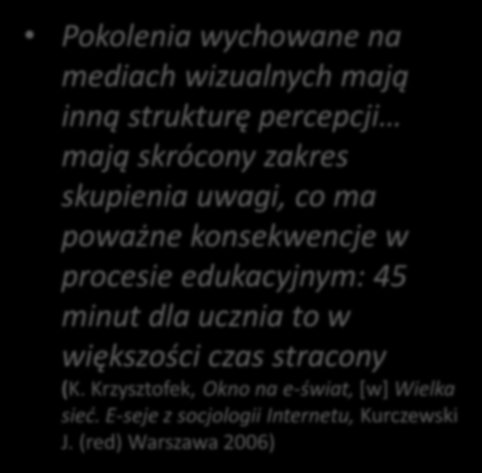 Od Baby Boomers do Dzieci Neostrady Generacja X (1965-1979) Baby Boomers (ur. 1946-1964) Generacja NIC Generacja Transformacji (ur.