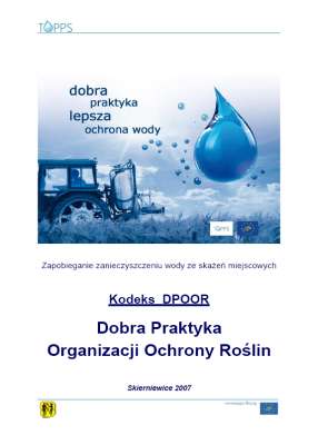 2. Geneza i założenia Kodeksu DPOOR Kodeks Dobrej Praktyki Organizacji Ochrony Roślin DPOOR jest owocem współpracy europejskich ekspertów z zakresu ochrony roślin, techniki przeprowadzania zabiegów