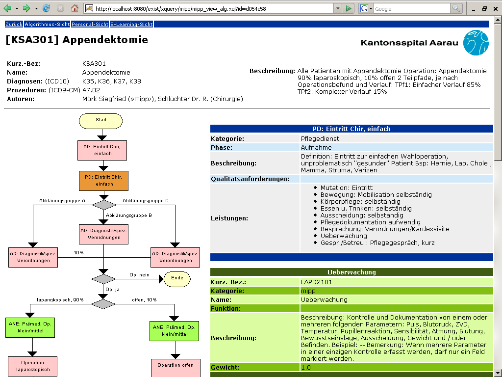 natywnej 5 bazie XML skąd użytkownicy mogli korzystać ze ścieżek klinicznych za pomocą zwykłej przeglądarki internetowej (Rys. 9).