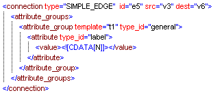 Rys. 18. Definicja wierzchołka w opisie XML ścieżki modelu Bit Pathways Rysunek 19 przedstawia definicję w składni XML krawędzi e 5 E o typie e T = SIMPLE_EDGE. Krawędź łączy wierzchołki v 3 i v 6.