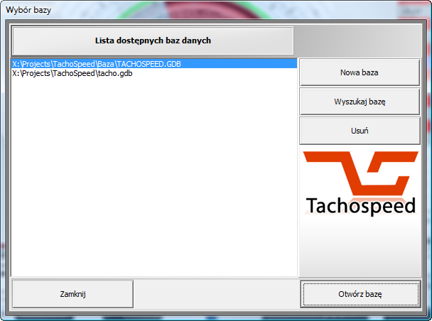 3.7. Wybór bazy w wersji bez ograniczeń W przypadku posiadania programu z licencją bez ograniczeo (wersja MAX w oficjalnym cenniku) istnieje możliwośd wybrania bazy danych na początku programu.