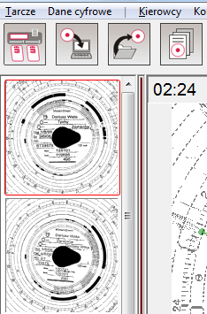 6. Praca z tarczkami Po zeskanowaniu tarczek pojawiają się one w widoku głównym w pasku po lewej stronie: Tarcza obramowana na czerwono oznacza wybraną tarczę, która poddawana jest obecnie analizie.
